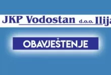 Obavještenje: U utorak bez vode u nekoliko ilijaških naselja zbog radova na vodovodnoj mreži