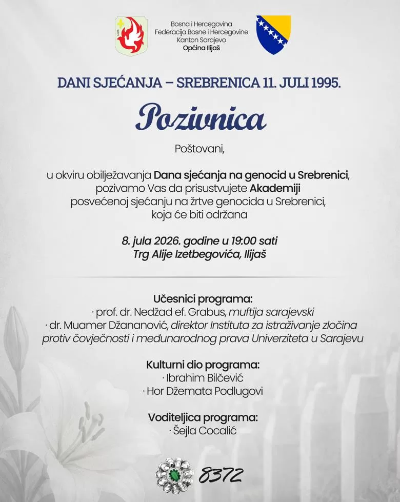 Večeras u Ilijašu Akademija povodom obilježavanja godišnjice genocida u Srebrenici