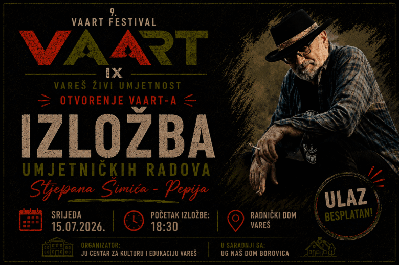 VAART Festival počinje izložbom umjetničkih radova Stjepana Šimića – Pepija
