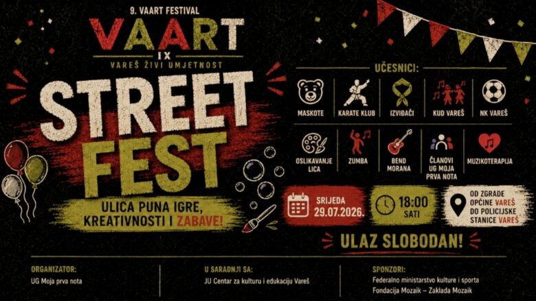 Vareš: Street Fest donosi večer igre, muzike i zabave u okviru IX VAART Festivala