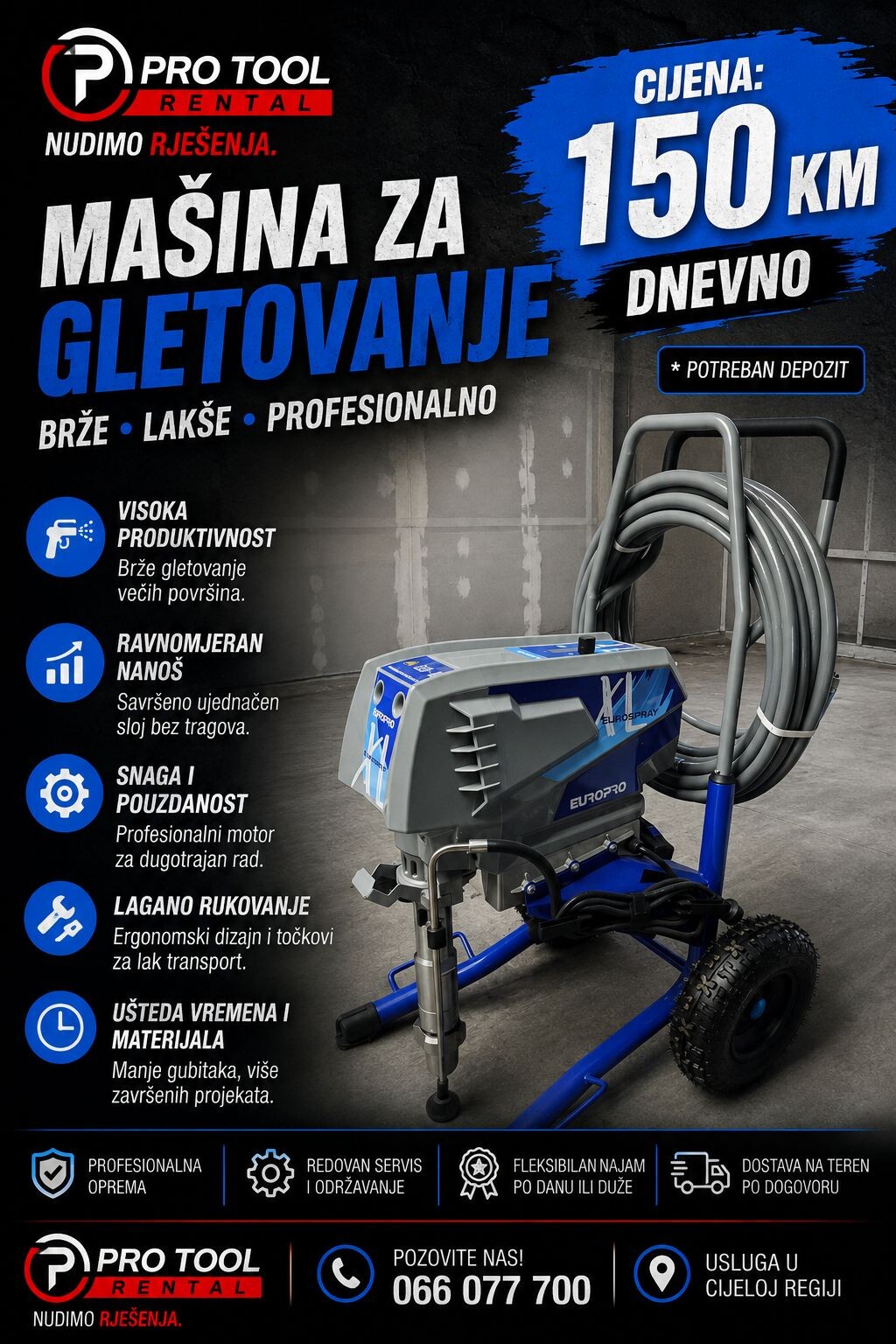 NOVO U PRO TOOL RENTALU – PROFESIONALNA MAŠINA ZA GLETOVANJE