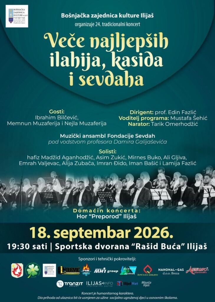 Sutra u Ilijašu tradicionalni koncert “Veče najljepših ilahija, kasida i sevdaha”