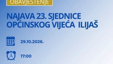 Najava 23. sjednice Općinskog vijeća Ilijaš